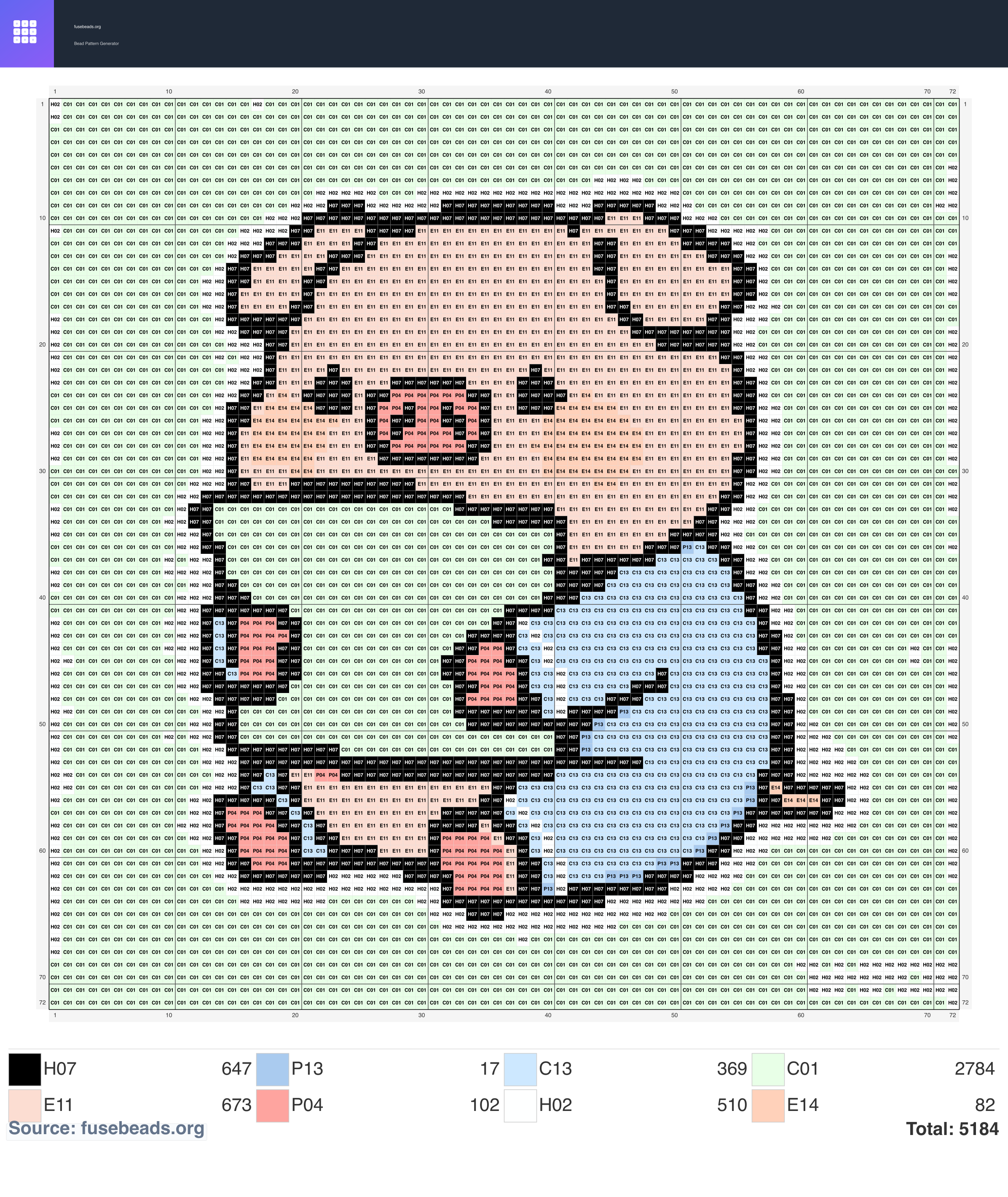 Piglet perler beads pattern