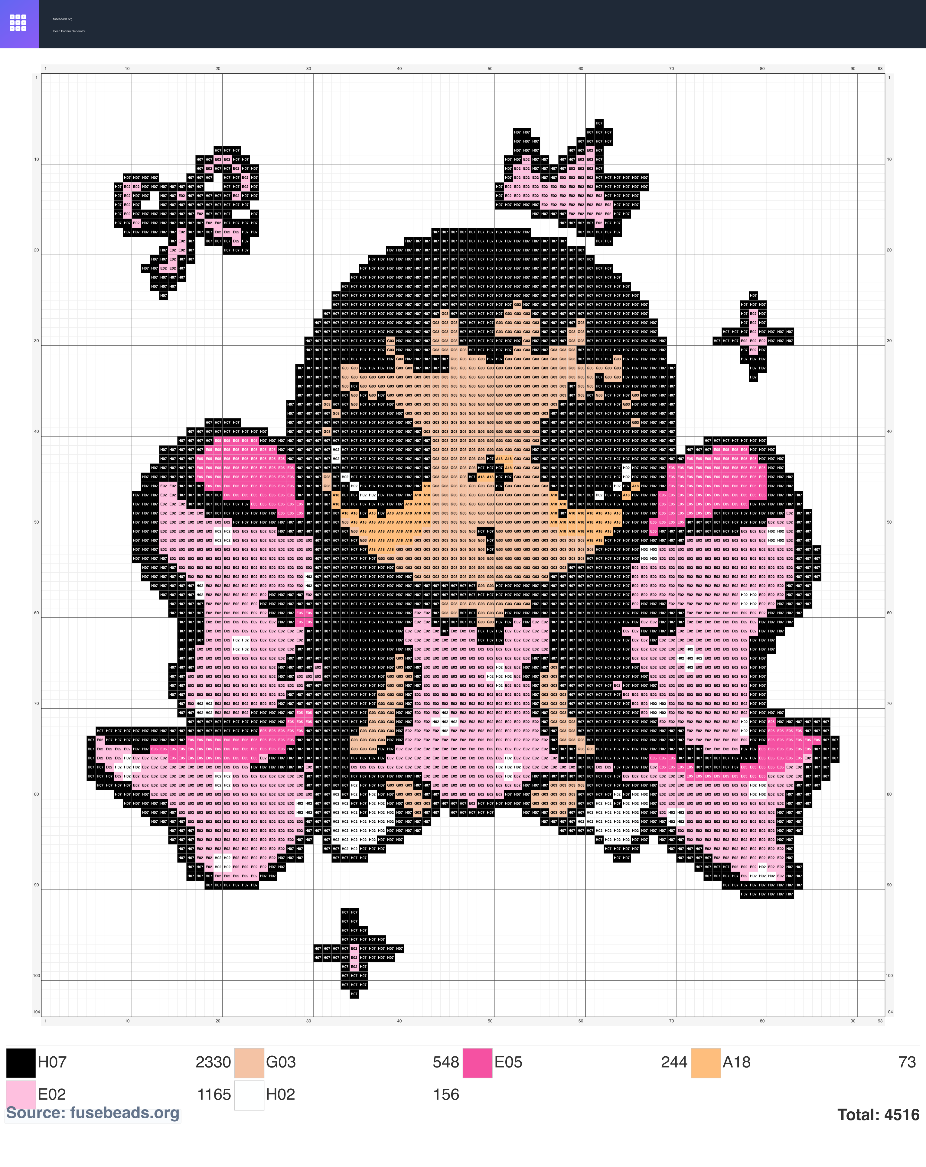 Butterfly perler beads pattern