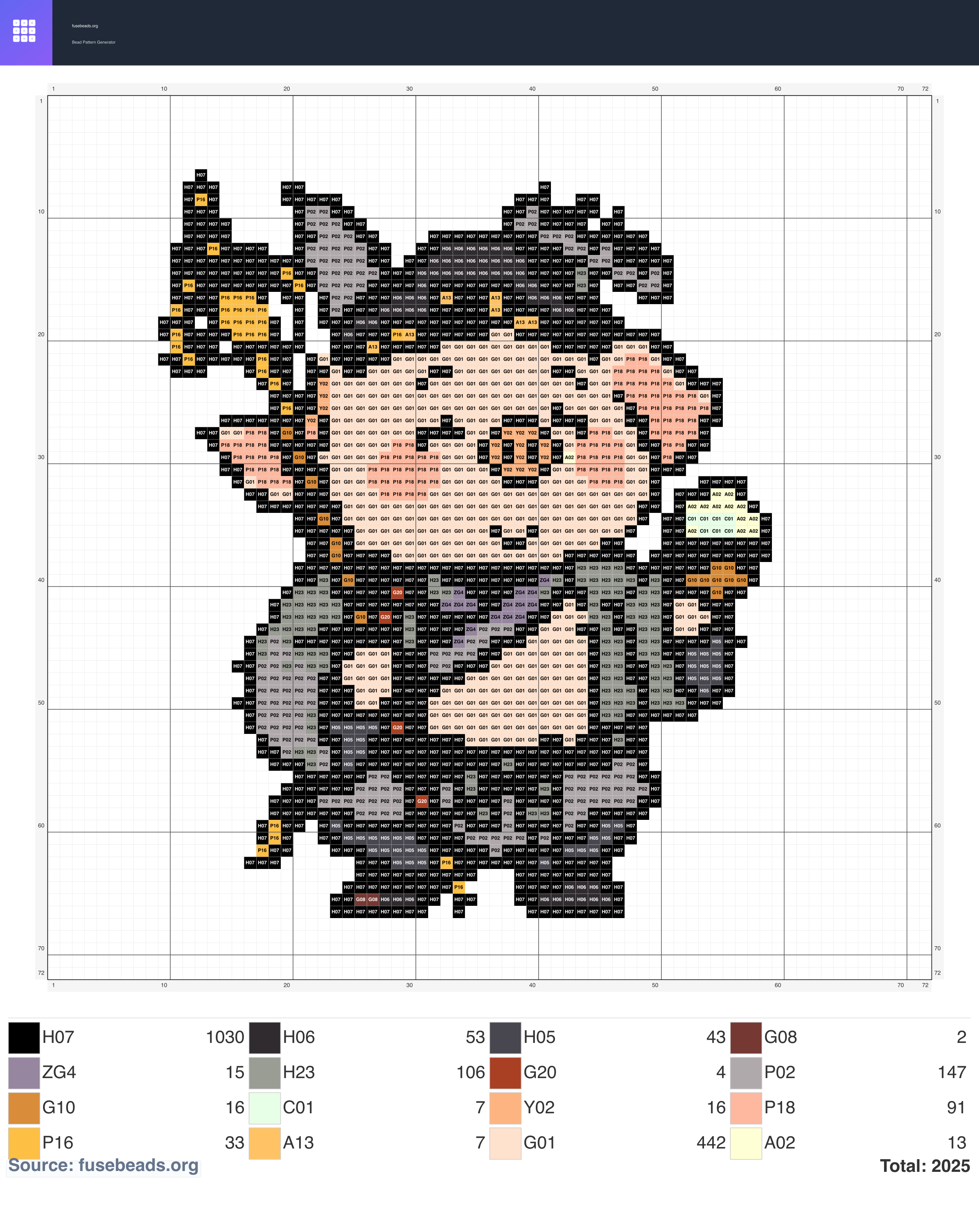 Pig perler beads pattern