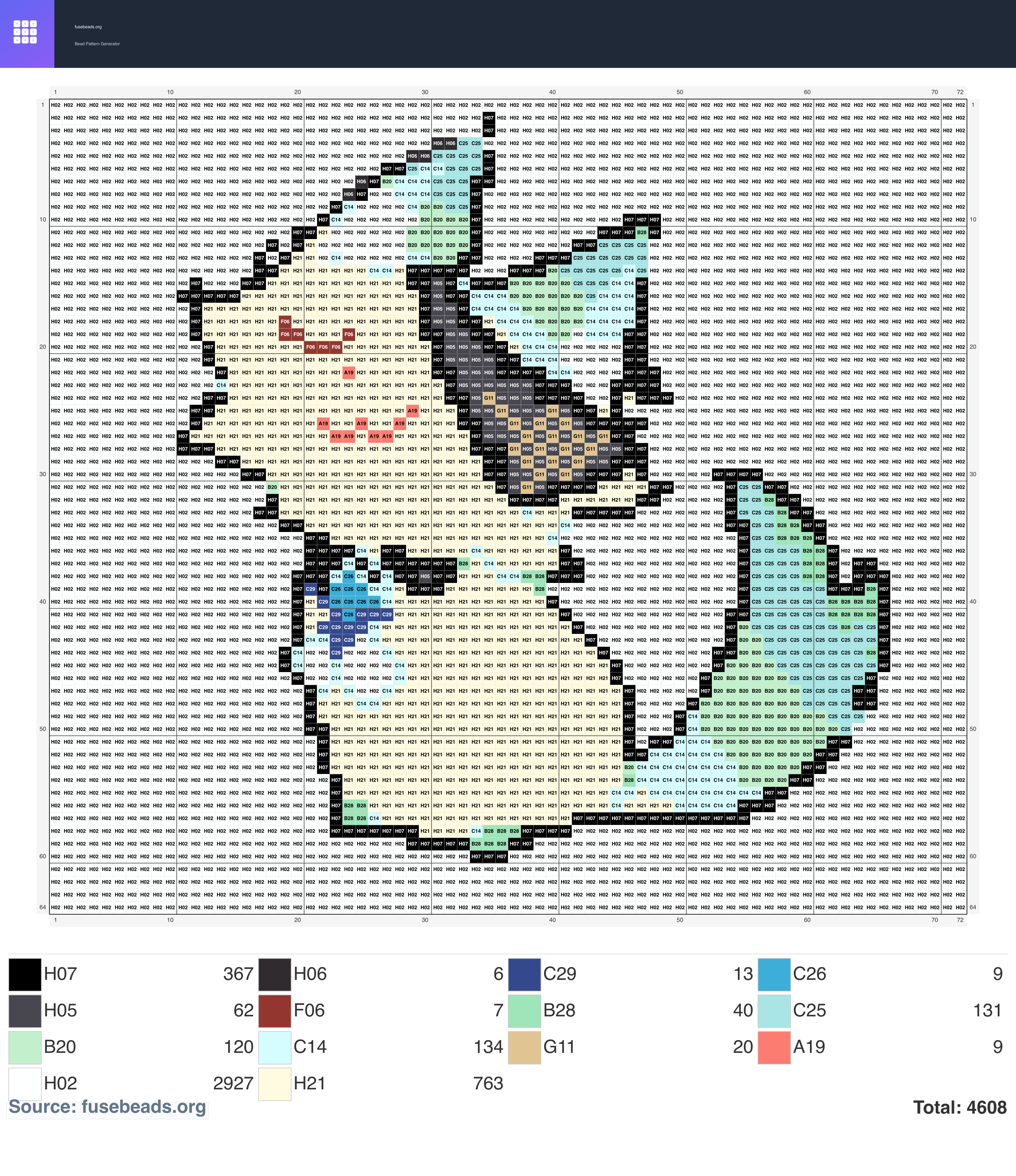 Mint Kitten perler beads pattern