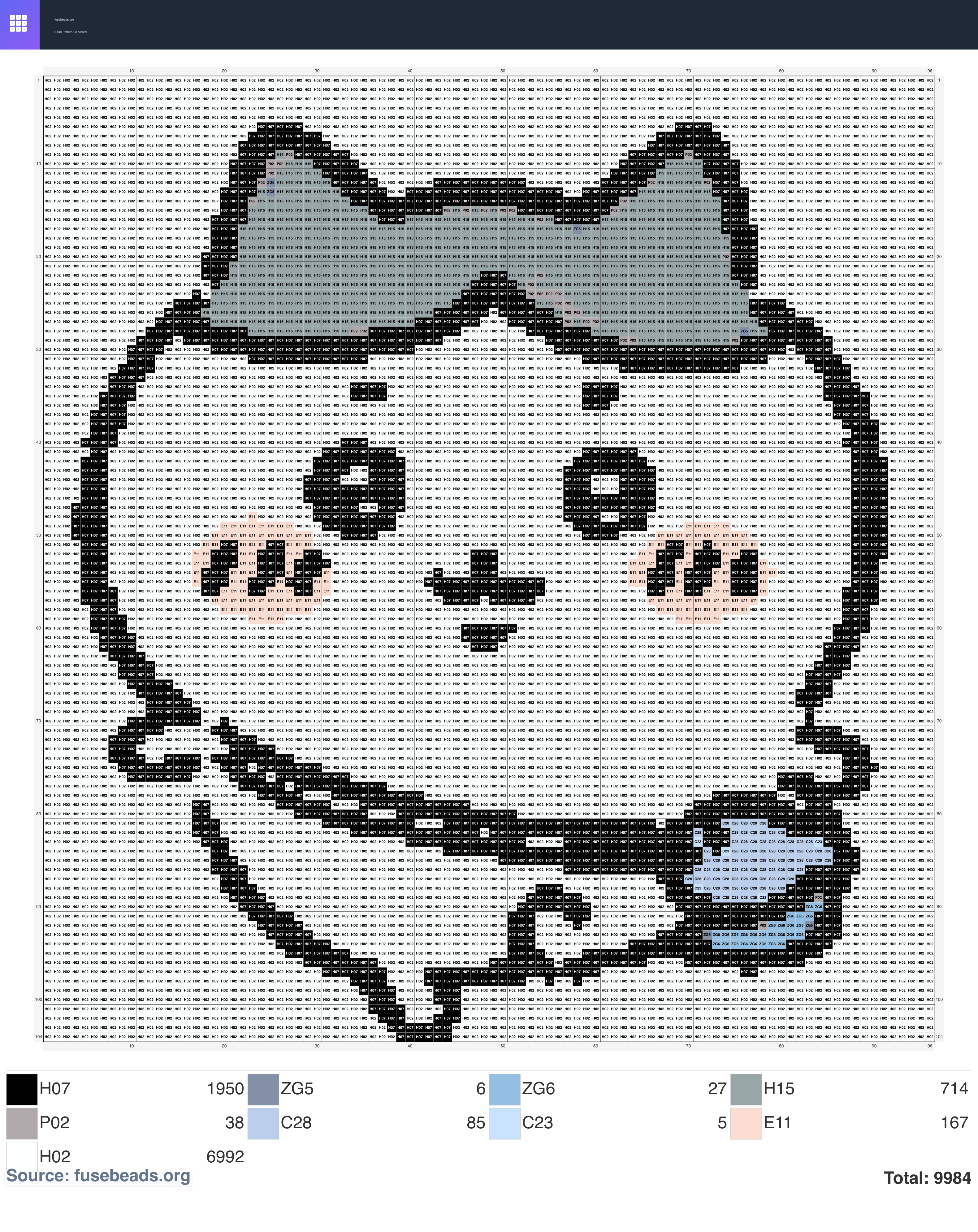 Hachiware perler beads pattern