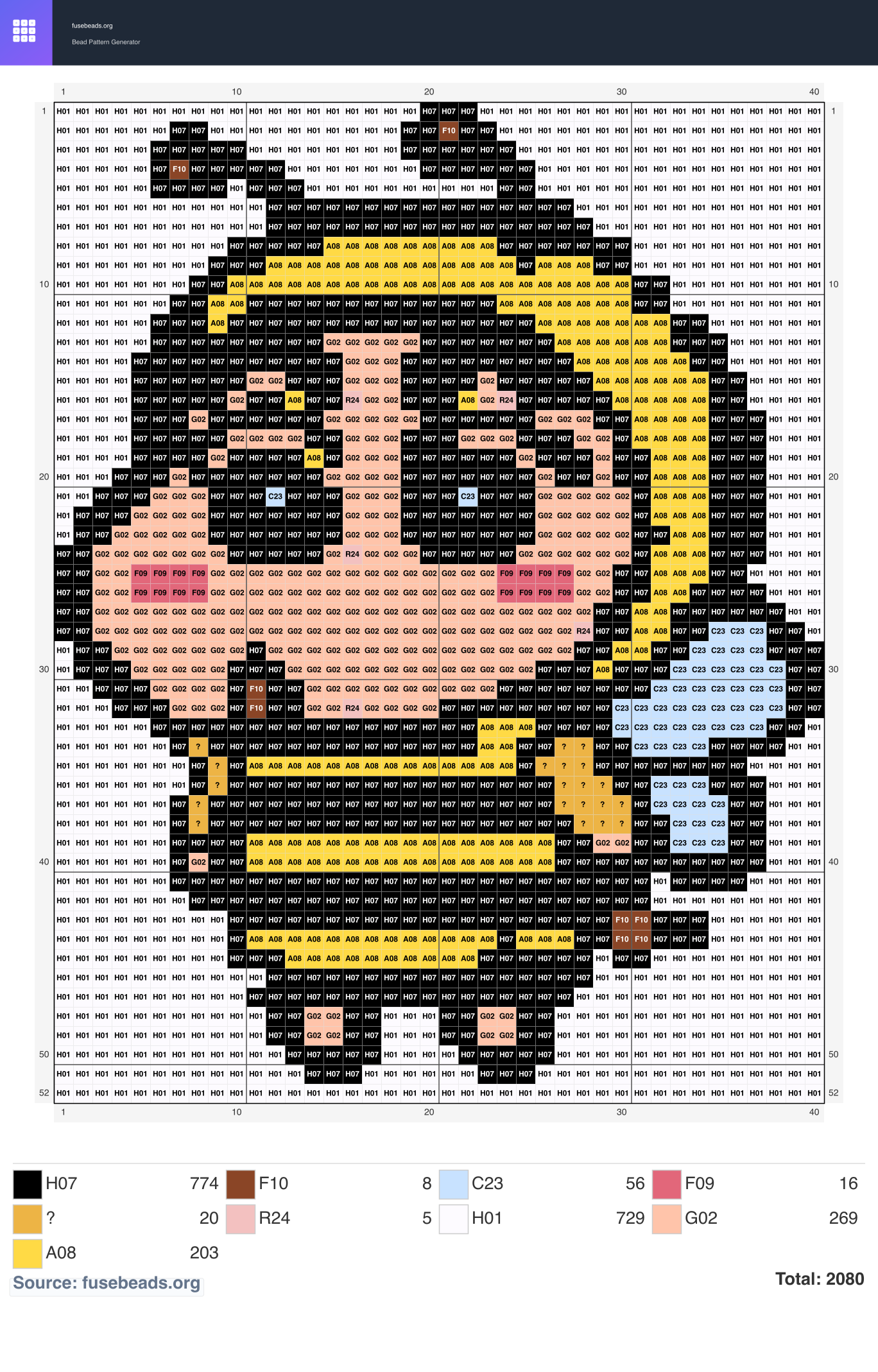 Bee Shin-chan perler beads pattern