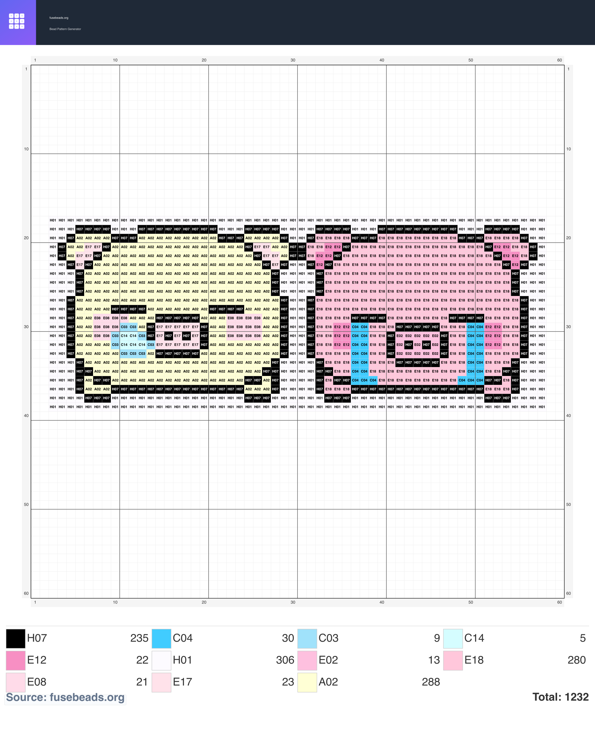 Piglet perler beads pattern