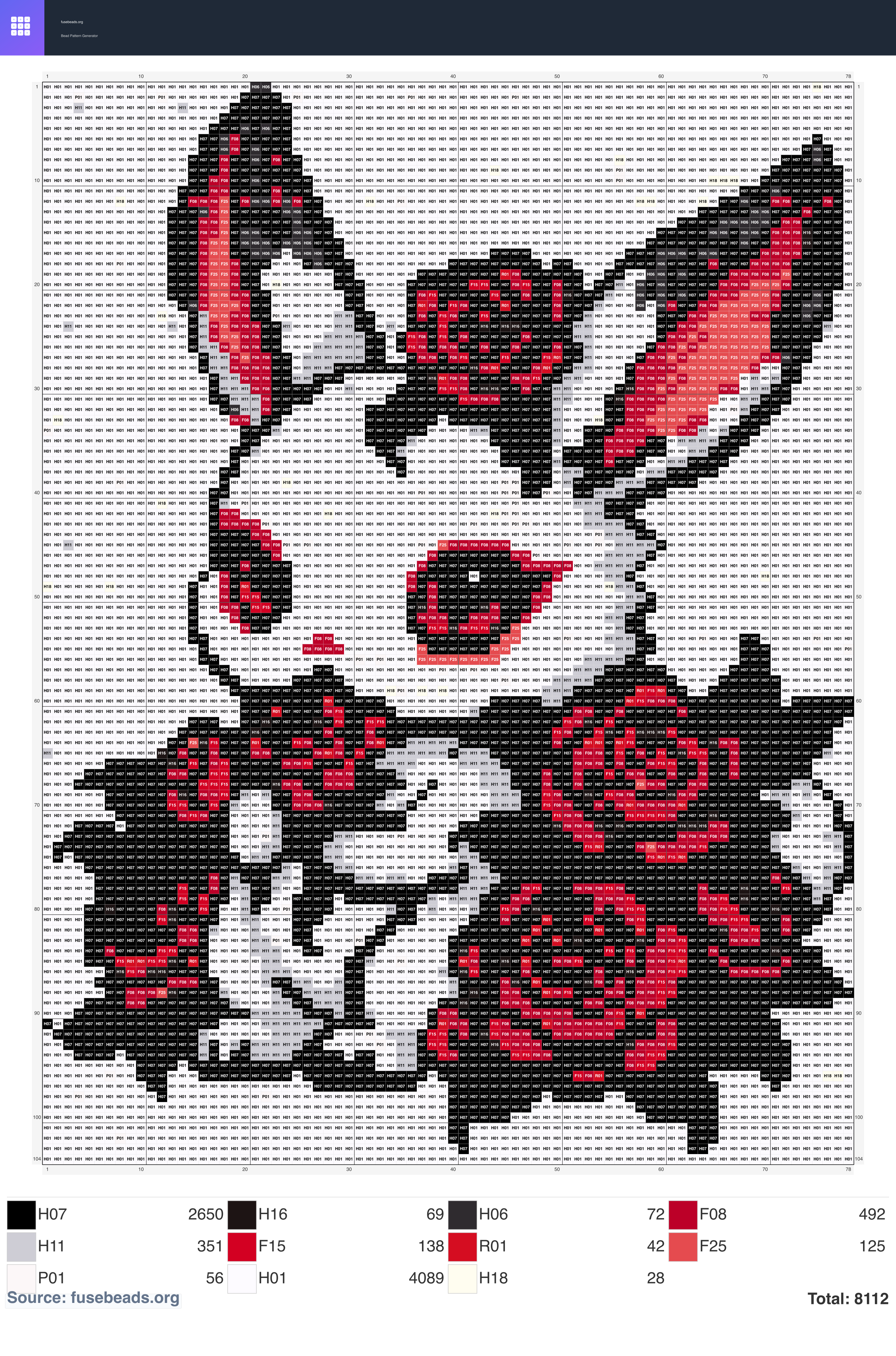 Rose Bunny perler beads pattern