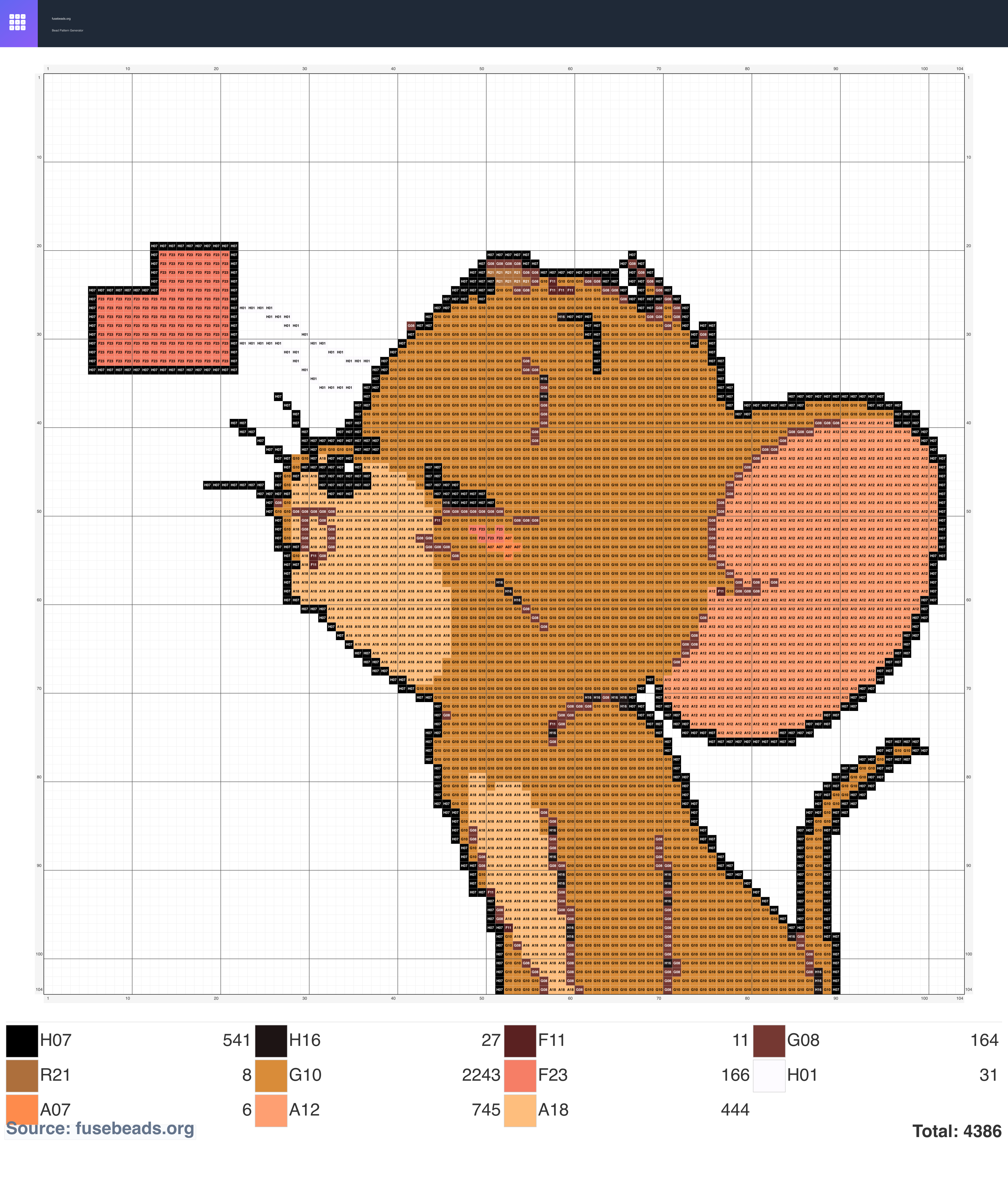 Heart Jerry perler beads pattern